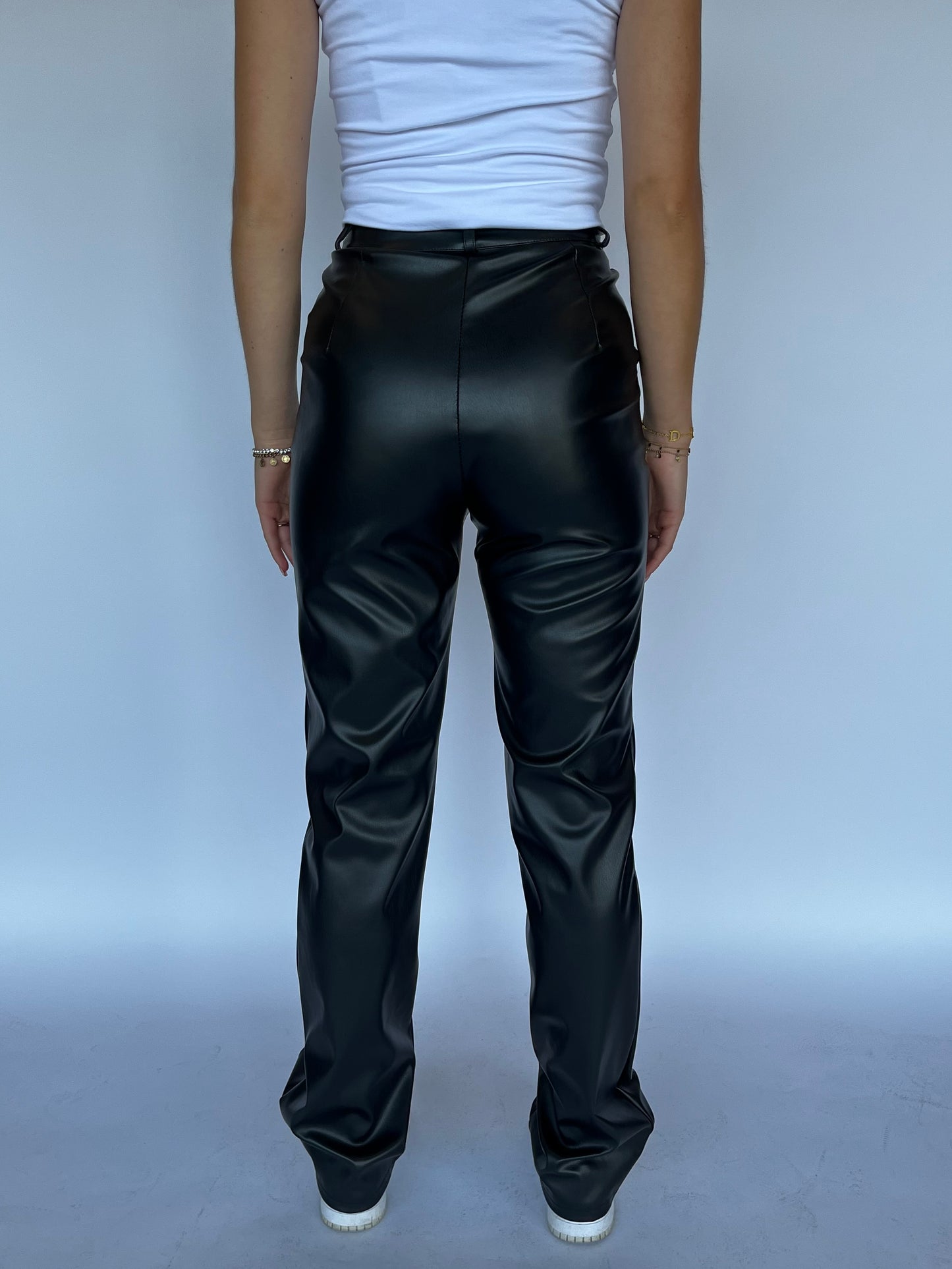 LEATHER STRAIGHT LEG PANTS