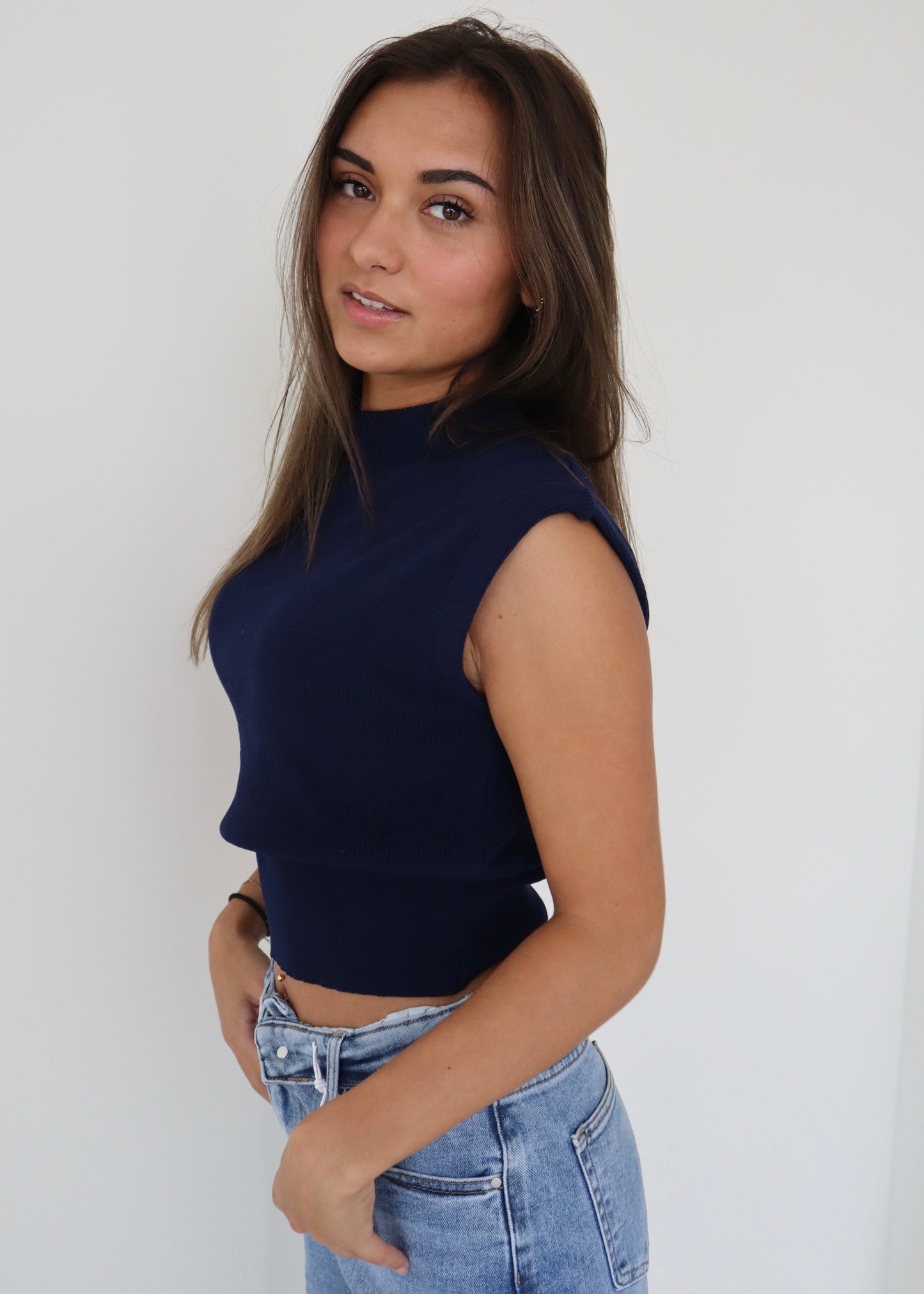 Basic Knit Top Navy