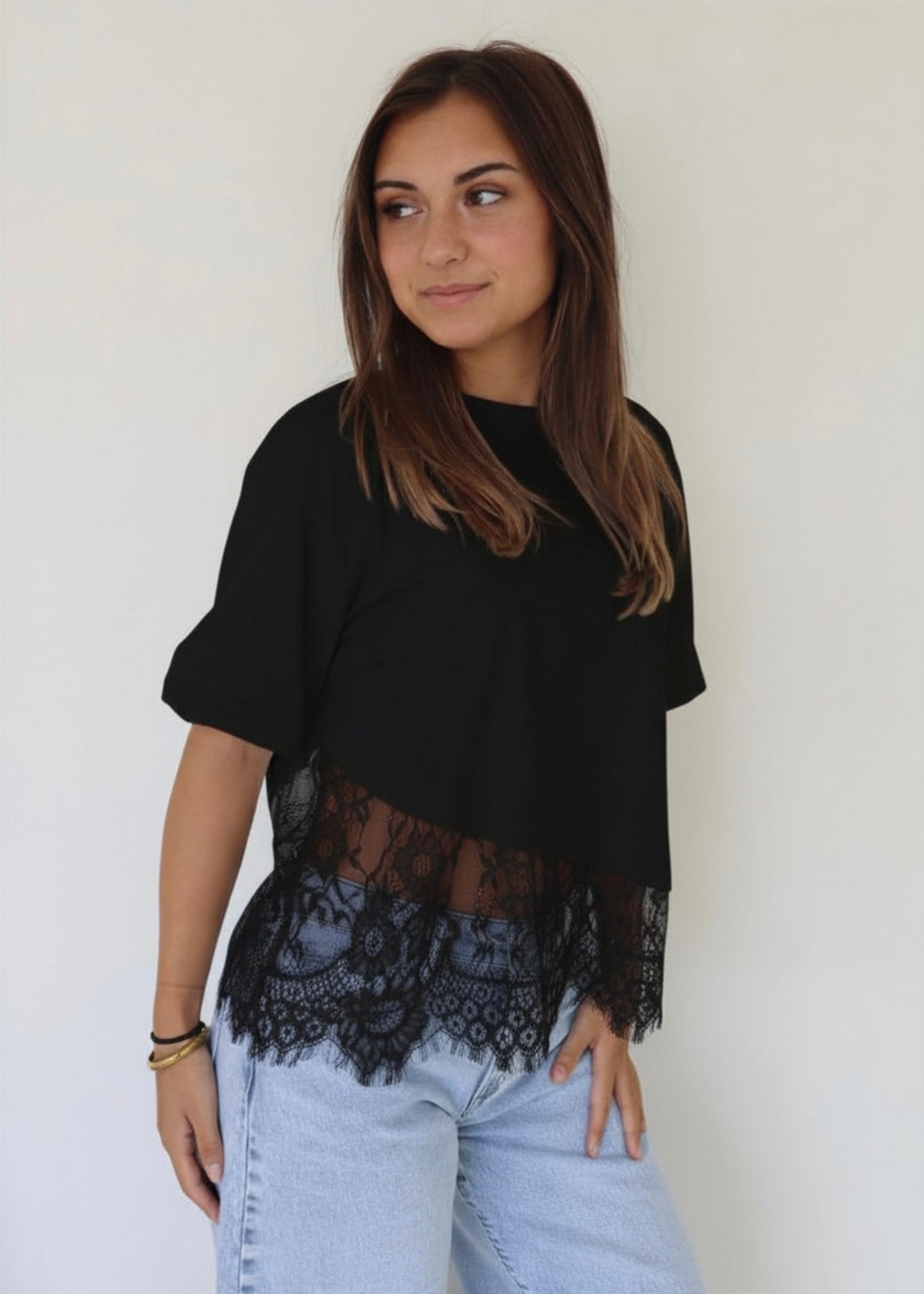 Lace Tee Zwart