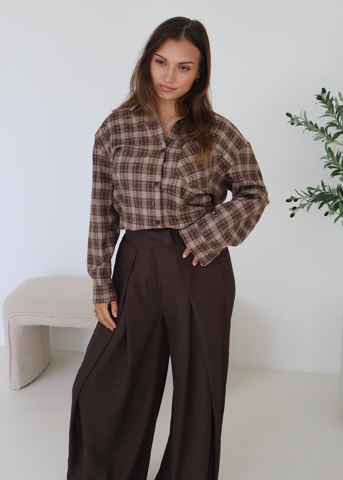 Strass Blouse Bruin