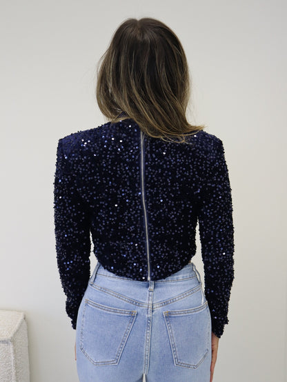 SEQUIN TOP NAVY