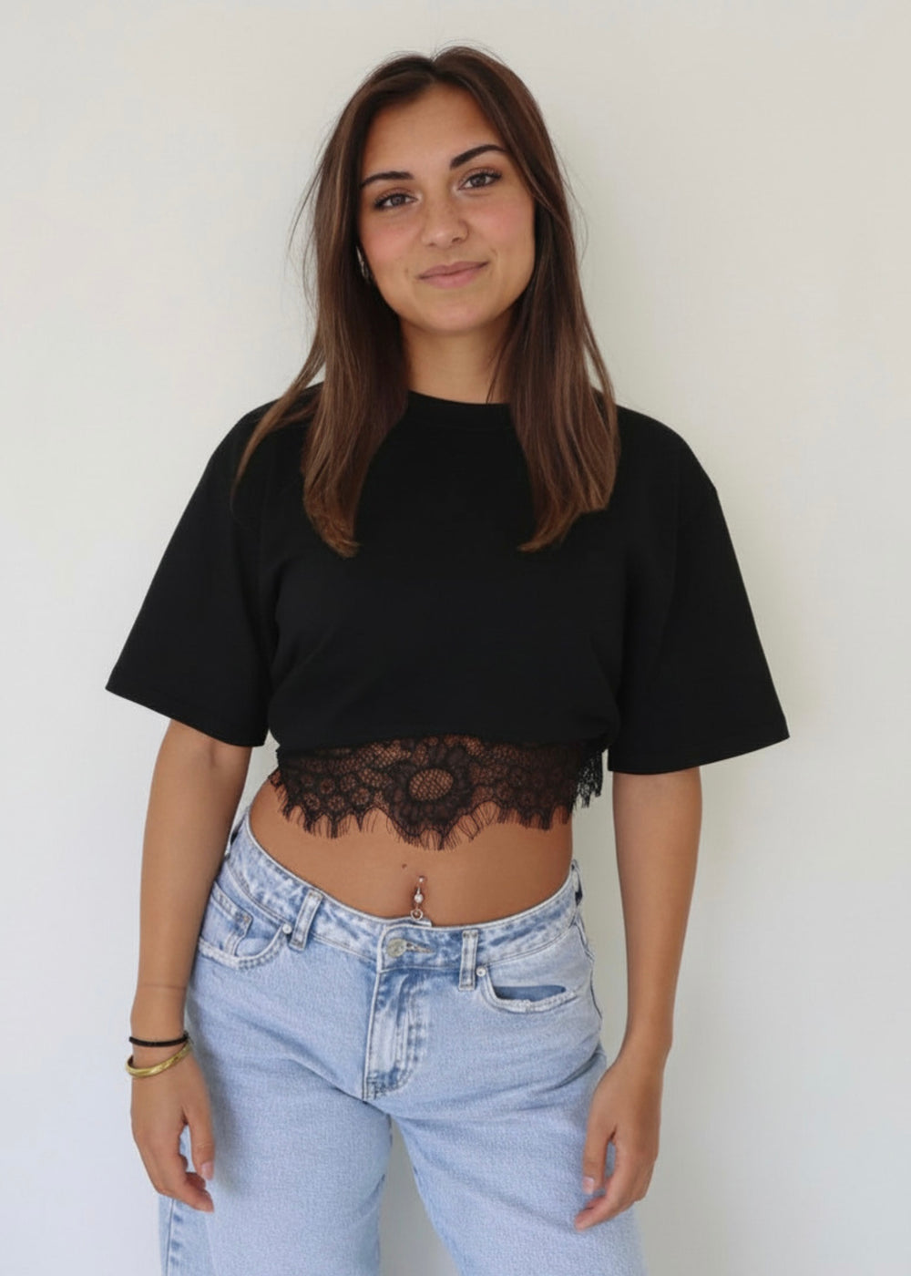 Lace Tee Zwart