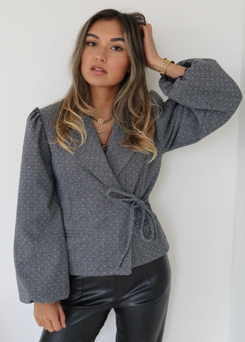 STRASS BLAZER GRIJS