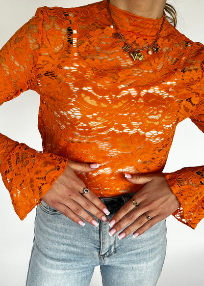ISA LACE TOP ORANJE