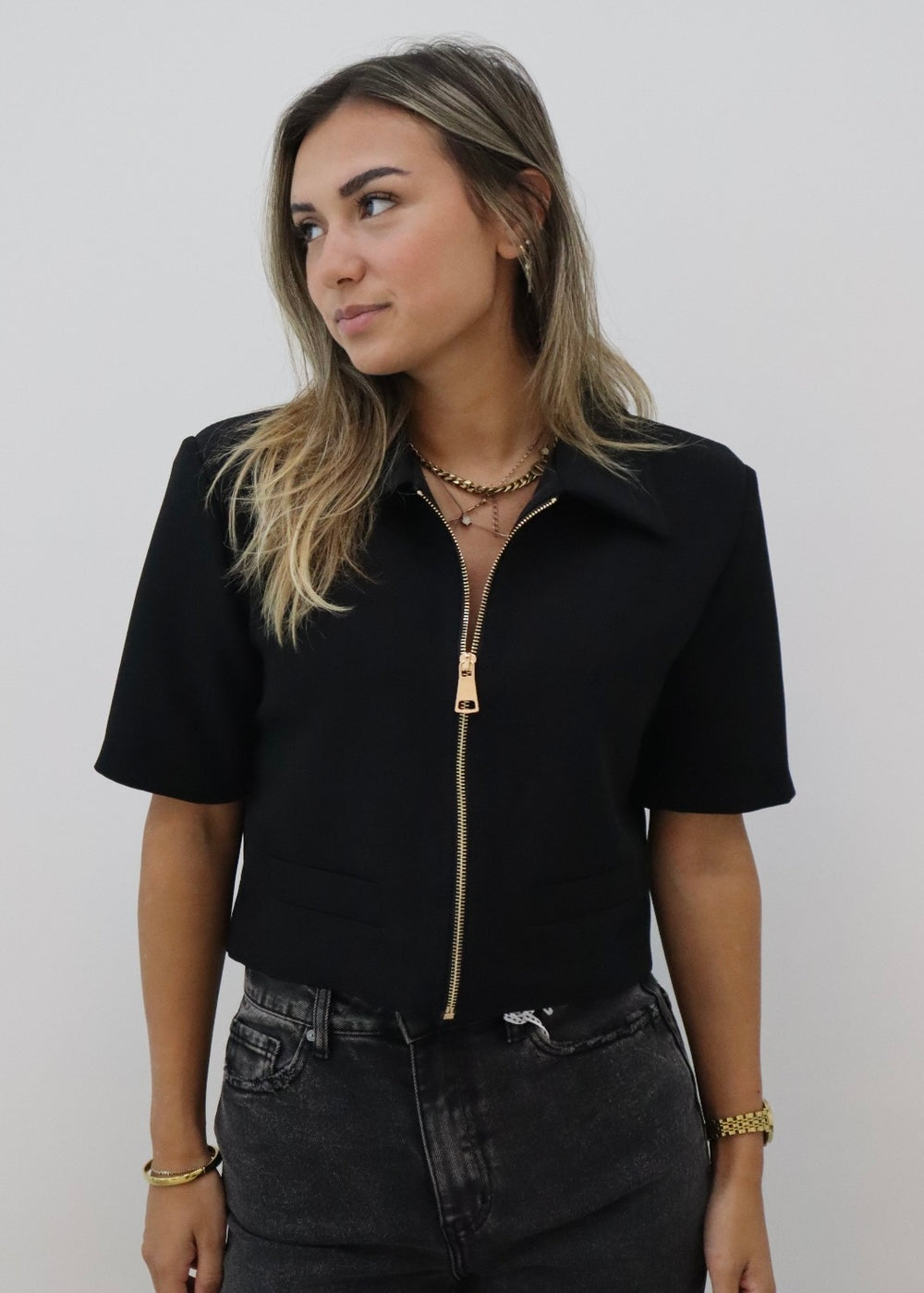 Zipper Top Zwart