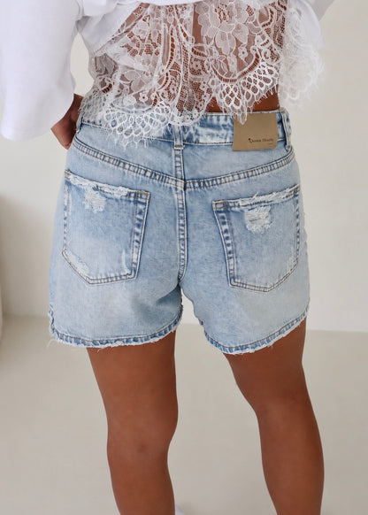 Folded Waist Denim Short