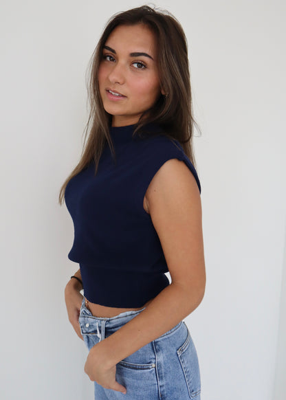Basic Knit Top Navy