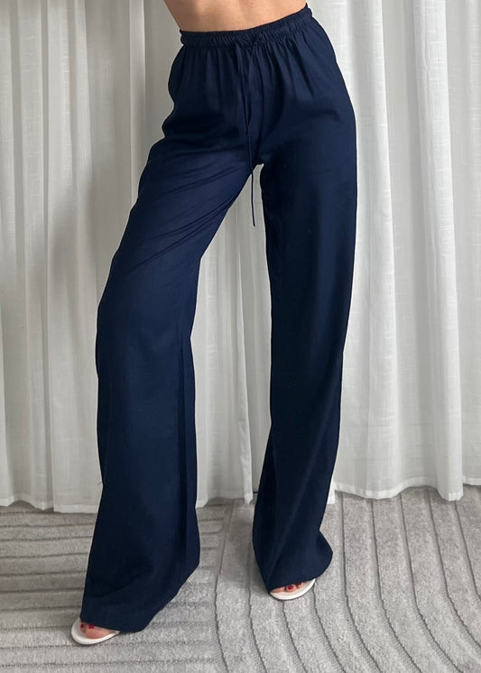 LINNEN PANTS NAVY