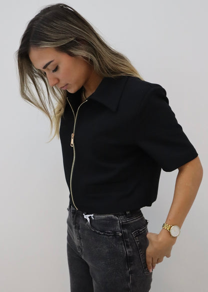 ZIPPER TOP ZWART
