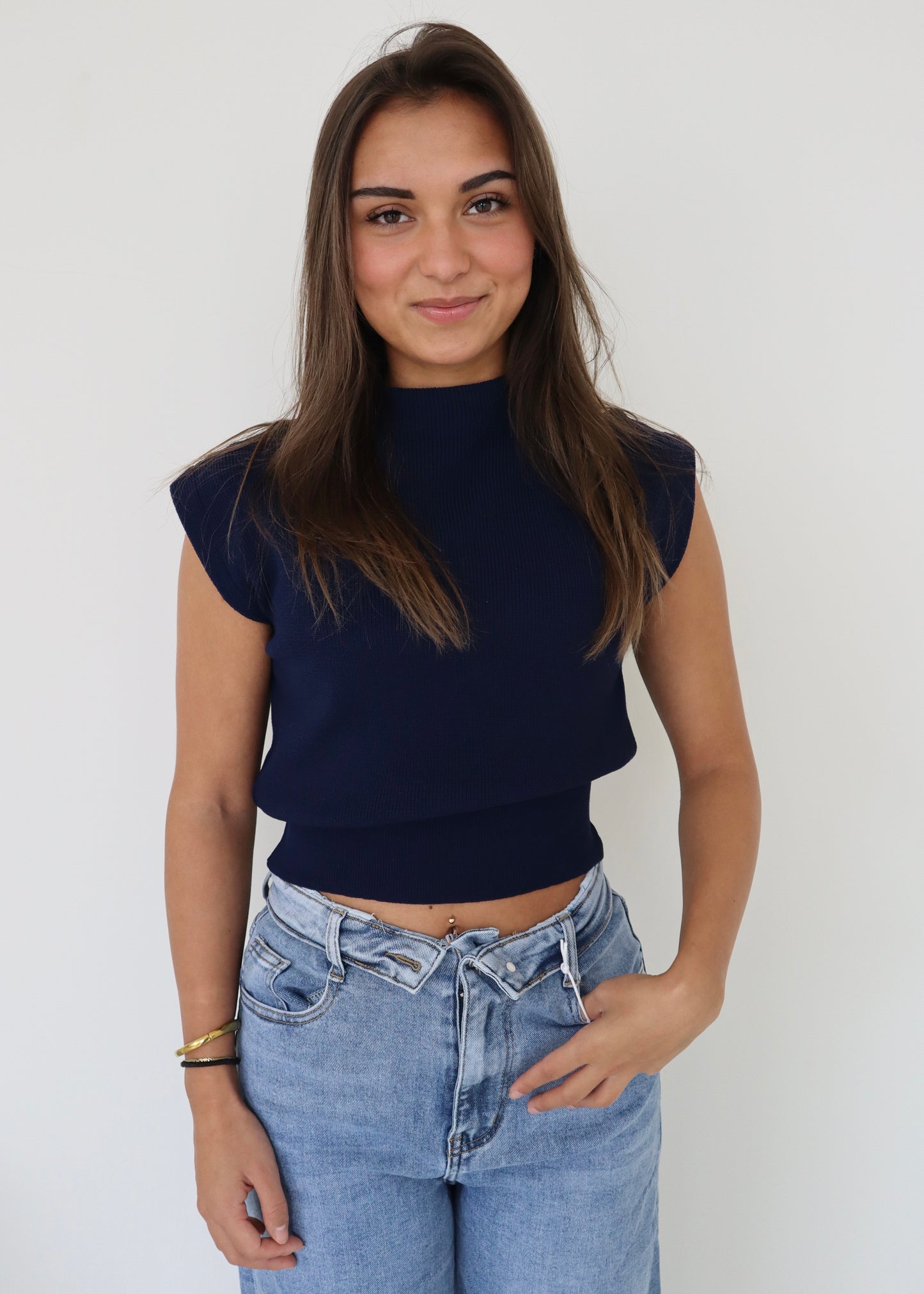 Basic Knit Top Navy